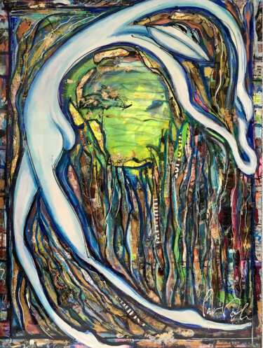 Картина под названием "DANSE DANS LES HAUT…" - Patmoli, Подлинное произведение искусства, Акрил Установлен на Деревянная рам…