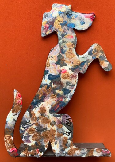 Escultura titulada "MINI CHIEN 15 ACIER" por Patmoli, Obra de arte original, Metales