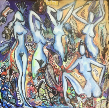 Schilderij getiteld "LES DEMOISELLES ONT…" door Patmoli, Origineel Kunstwerk, Acryl