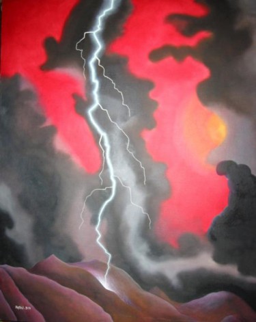 Pintura intitulada "orage" por Patou.B, Obras de arte originais