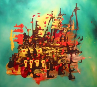 Peinture intitulée "bataille navale" par Patou.B, Œuvre d'art originale