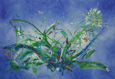 Painting titled "vision aquatique d'…" by Patou.B, Original Artwork, Acrylic