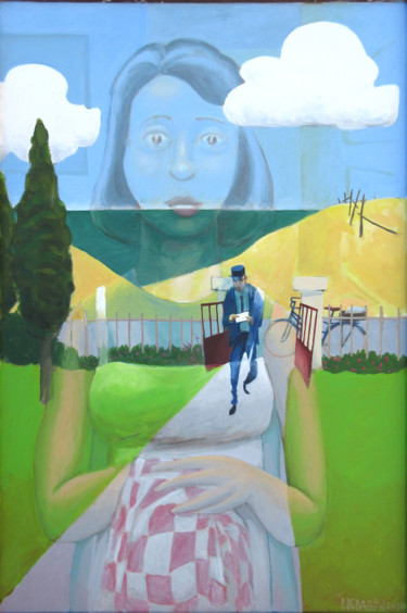 Картина под названием ""Une lettre"" - Patou Deballon, Подлинное произведение искусства, Акрил