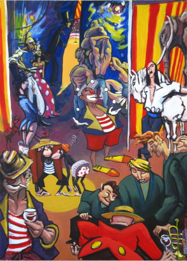 Pittura intitolato ""Cirque" - circo -…" da Patou Deballon, Opera d'arte originale, Acrilico
