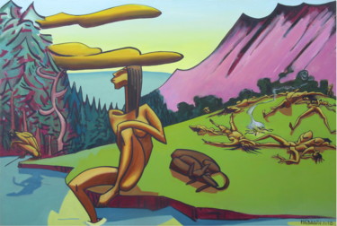 Pintura intitulada "L'heure de la siest…" por Patou Deballon, Obras de arte originais, Acrílico