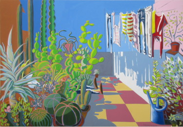 Peinture intitulée ""Les cactus 2"" par Patou Deballon, Œuvre d'art originale, Acrylique