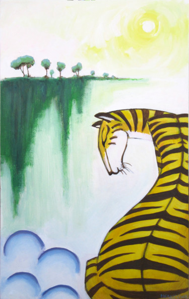 Schilderij getiteld "tigre.jpg" door Patou Deballon, Origineel Kunstwerk, Acryl