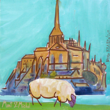 Peinture intitulée "mont-st-michel" par Patou Deballon, Œuvre d'art originale