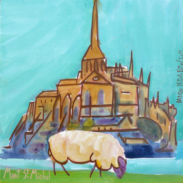 Painting titled "mont-st-michel" by Patou Deballon, Original Artwork