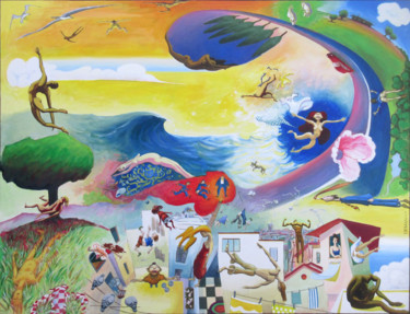 Peinture intitulée ""En l'air"" par Patou Deballon, Œuvre d'art originale, Acrylique