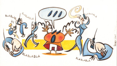 Картина под названием "communication" - Patou Deballon, Подлинное произведение искусства, Акварель