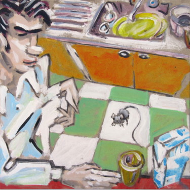Peinture intitulée ""Émile et la souris…" par Patou Deballon, Œuvre d'art originale, Acrylique