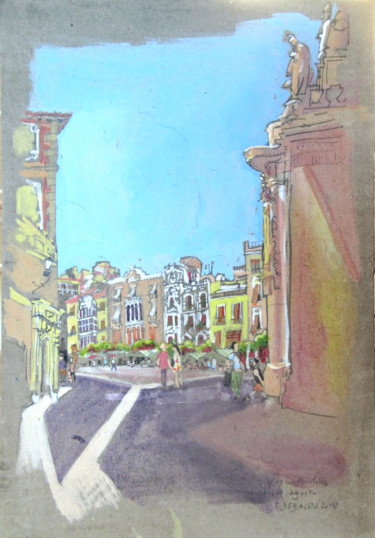 Painting titled "Murcia, c/ apóstoles" by Patou Deballon, Original Artwork, Acrylic