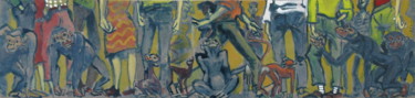 Peinture intitulée ""Singes et gens" -…" par Patou Deballon, Œuvre d'art originale, Gouache