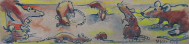 Картина под названием ""Rats 4" - ratas" - Patou Deballon, Подлинное произведение искусства, Гуашь