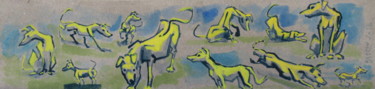 Peinture intitulée ""Chiens" - perros -…" par Patou Deballon, Œuvre d'art originale, Gouache