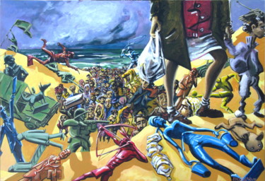 Painting titled ""Immigrants"" by Patou Deballon, Original Artwork, Acrylic