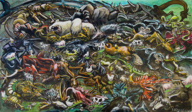 Peinture intitulée ""La faune est morte…" par Patou Deballon, Œuvre d'art originale, Acrylique