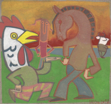 Pintura intitulada "16fév - 1/3" por Patou Deballon, Obras de arte originais, Guache