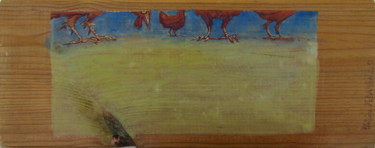 Painting titled "mal cadré 4 : poule…" by Patou Deballon, Original Artwork, Acrylic