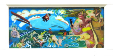 Pittura intitolato ""En la playa 1, rev…" da Patou Deballon, Opera d'arte originale, Acrilico