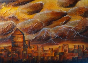 Peinture intitulée ""L'orage"" par Patpicture, Œuvre d'art originale, Huile