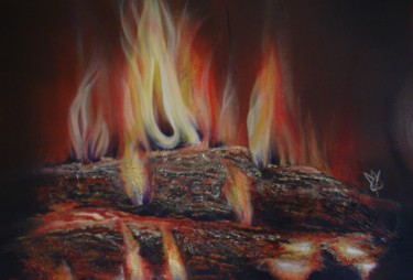 Malerei mit dem Titel "Feu-de-cheminee.jpg" von Patpicture, Original-Kunstwerk, Öl