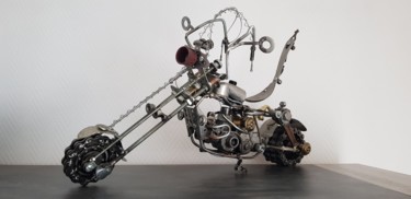 Sculpture titled "Sculpture Moto Chop…" by Pat, Original Artwork, Stainless Steel