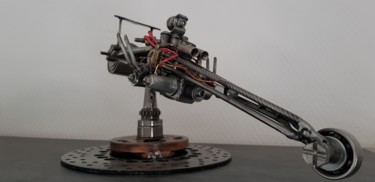 Sculpture titled "Sculpture Dragster" by Pat, Original Artwork, Metals