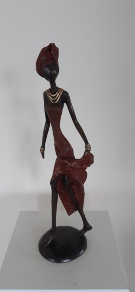 Sculptuur getiteld "Afrikanvrouw" door Patrice Balma, Origineel Kunstwerk, Bronzen
