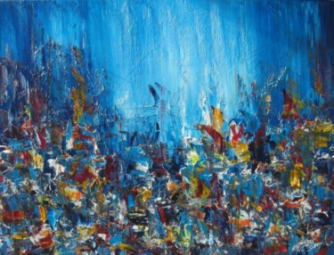 Painting titled "La foule" by Patrice Brunet, Original Artwork