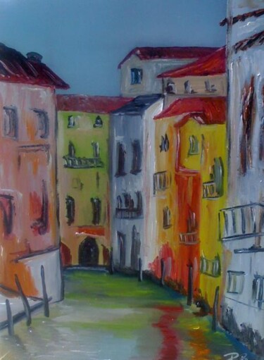 Painting titled "Le canal" by Patrice Brunet, Original Artwork
