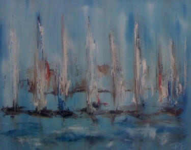 Painting titled "Les bateaux" by Patrice Brunet, Original Artwork