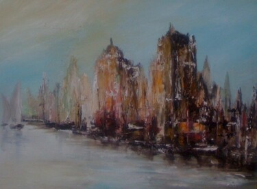 Painting titled "Le canal" by Patrice Brunet, Original Artwork
