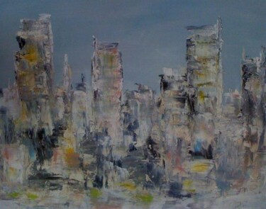 Painting titled "City" by Patrice Brunet, Original Artwork, Oil