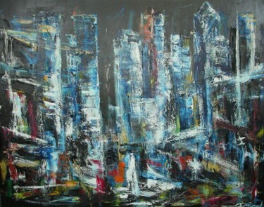 Painting titled "Time square" by Patrice Brunet, Original Artwork, Oil