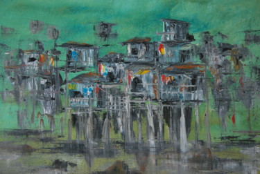 Painting titled "Favela 1725" by Patrice Butel, Original Artwork, Oil