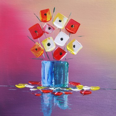 Peinture intitulée "Bouquet de fleurs c…" par Patrice Butel, Œuvre d'art originale, Acrylique