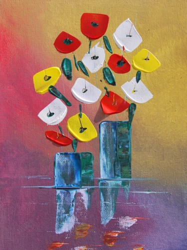 绘画 标题为“Bouquet de fleurs 1…” 由Patrice Butel, 原创艺术品, 丙烯