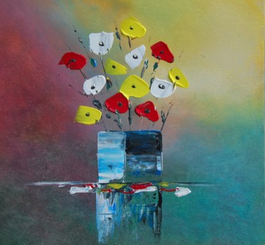 Painting titled "Bouquet de fleurs" by Patrice Butel, Original Artwork, Acrylic