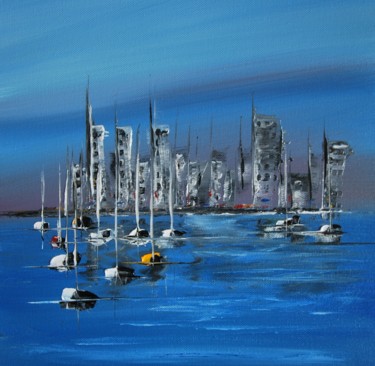 Painting titled "Sea Sail City n° 20…" by Patrice Butel, Original Artwork, Oil