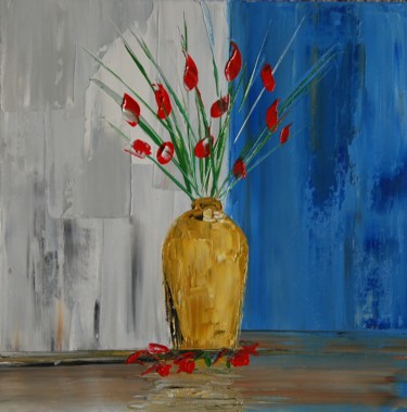 Painting titled "Bouquet de fleurs N…" by Patrice Butel, Original Artwork, Oil