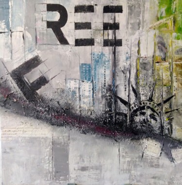 Painting titled "Free, la liberté s'…" by Patrice Butel, Original Artwork, Acrylic Mounted on Wood Stretcher frame
