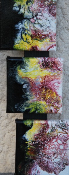 Painting titled "Mini Triptyque 3x10…" by Patrice Butel, Original Artwork, Acrylic Mounted on Wood Stretcher frame