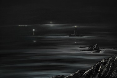 「Pointe du Raz」というタイトルの絵画 Patrice Butelによって, オリジナルのアートワーク, オイル ウッドストレッチャーフレームにマウント
