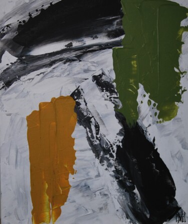 Картина под названием "Abstraction bicolor…" - Patrice Butel, Подлинное произведение искусства, Акрил Установлен на картон