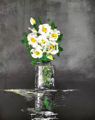 Painting titled "Bouquet de fleurs N…" by Patrice Butel, Original Artwork, Acrylic Mounted on Cardboard