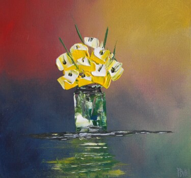 Painting titled "Bouquet de fleurs n…" by Patrice Butel, Original Artwork, Acrylic Mounted on Wood Stretcher frame