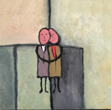 Schilderij getiteld "Love naïf" door Patrice Butel, Origineel Kunstwerk, Acryl Gemonteerd op Frame voor houten brancard