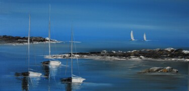 Painting titled "Bretagne n°2324" by Patrice Butel, Original Artwork, Oil Mounted on Wood Stretcher frame